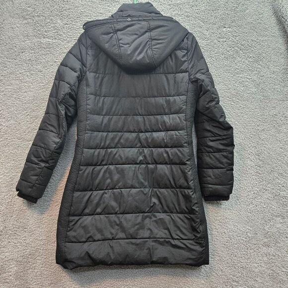 Abercrombie & Fitch Womens Black Hooded Puffer long Coat Medium - Picture 4 of 6